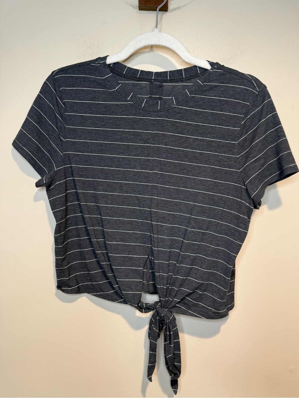 Lululemon Crop Time To Restore Stripe Wrap Top